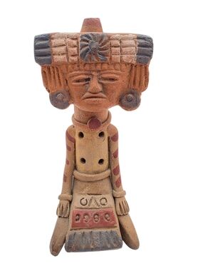 Handcrafted Terracotta Indigenous Figure Sculpture - Brown and Red